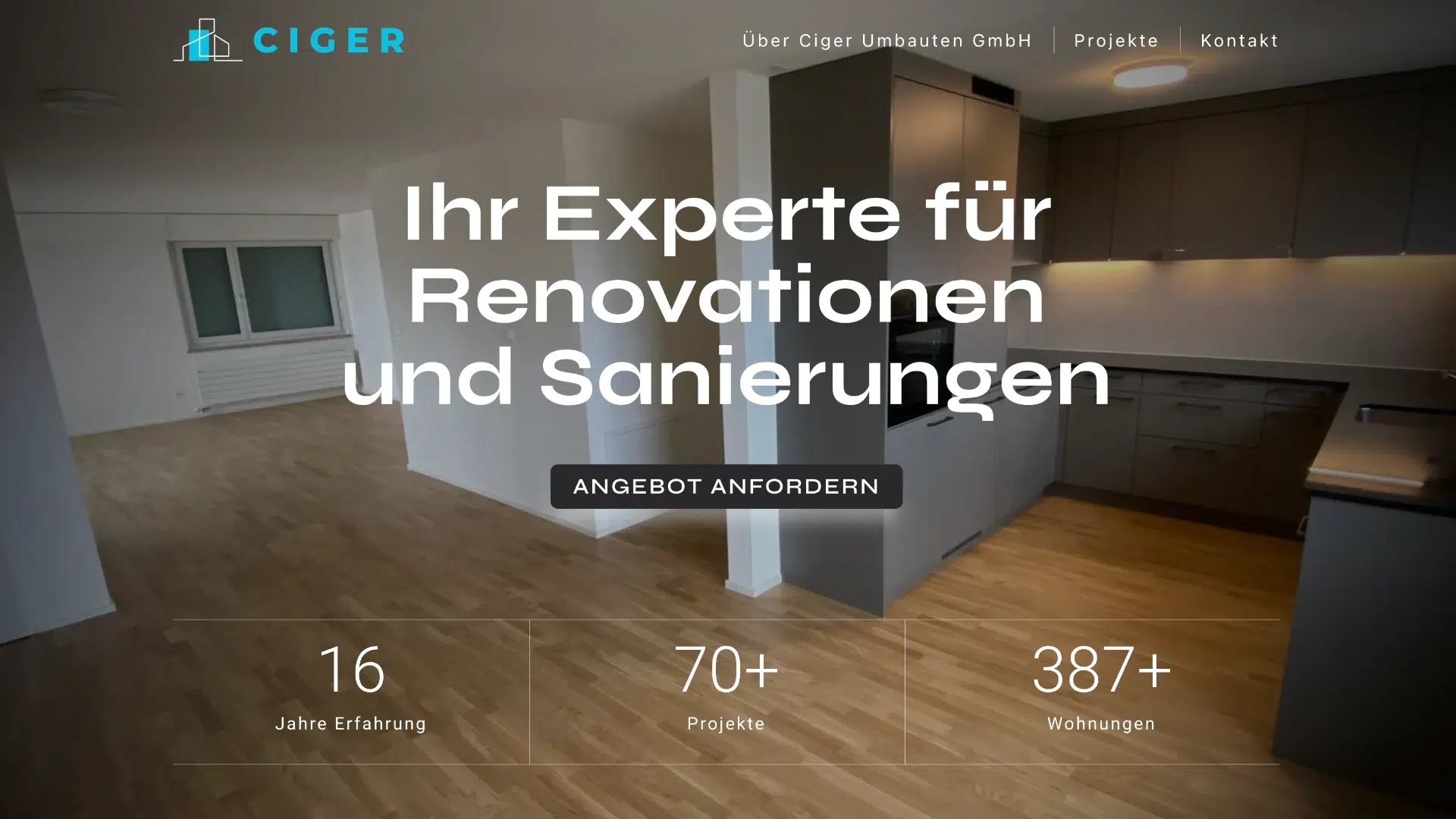WordPress Website für Ciger Umbauten mit Projektbildern zu Renovationen und Sanierungen